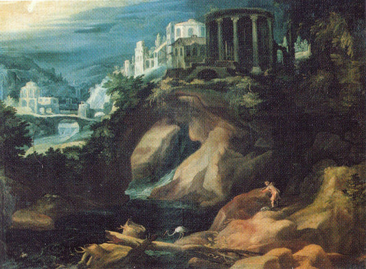 Landscape with a Siby l Temple, vintage artwork by Paul Bril, A3 (16x12") Poster Print