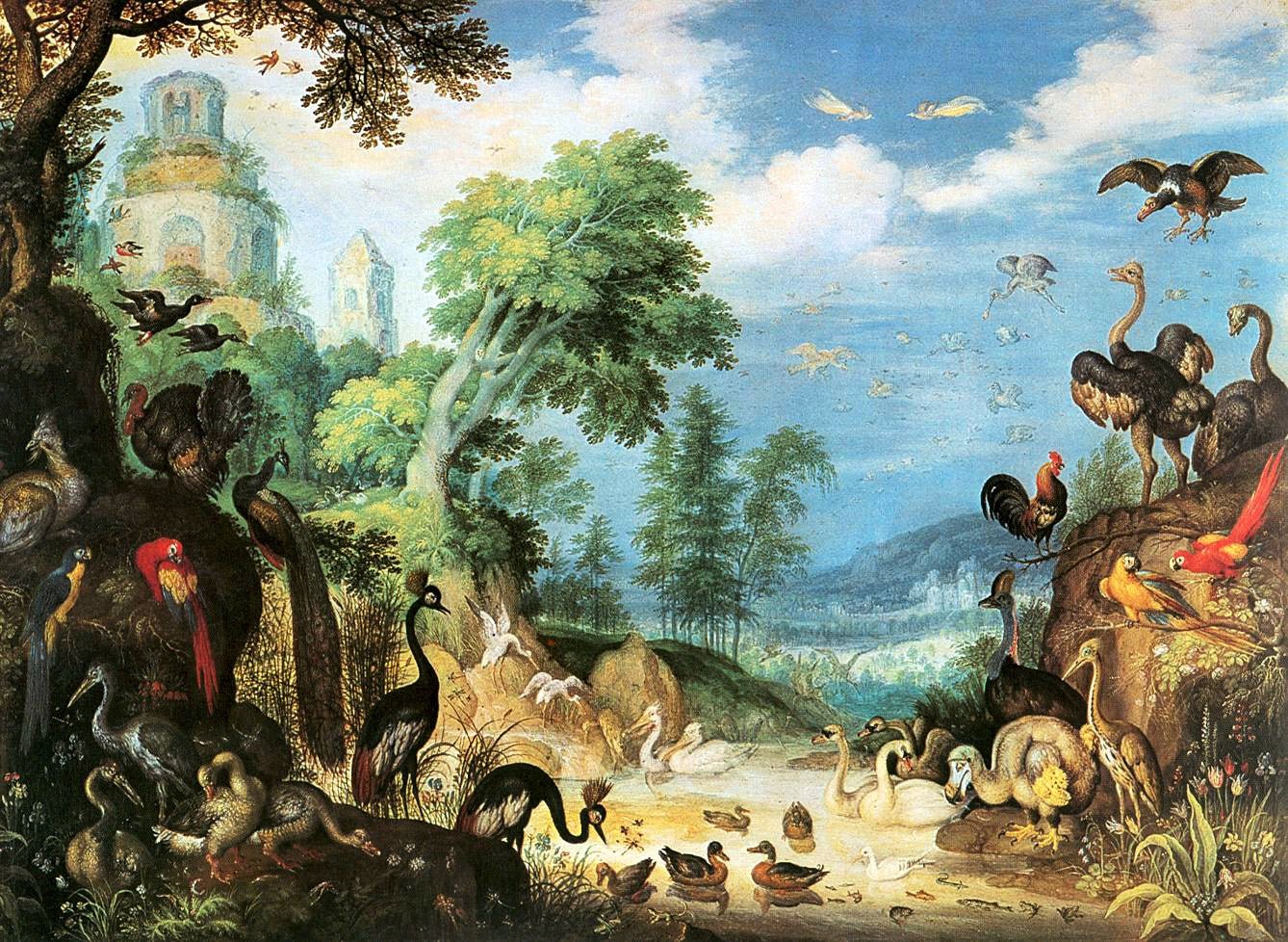 Landscape with Birds, vintage artwork by Roelant Savery, A3 (16x12") Poster Print
