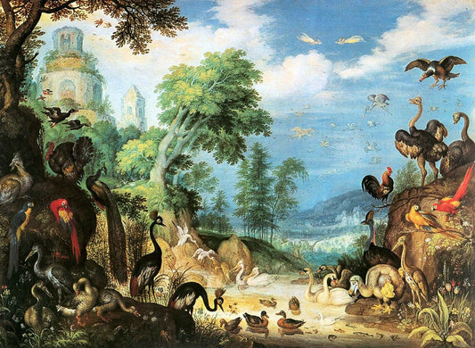 Landscape with Birds, vintage artwork by Roelant Savery, A3 (16x12") Poster Print