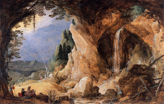 Landscape with Grotto, vintage artwork by Joos de Momper the Younger, A3 (16x12") Poster Print