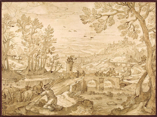 Landscape with Heracles and the Ox-Driver, vintage artwork by Lodewijk Toeput, 12x8" (A4) Poster