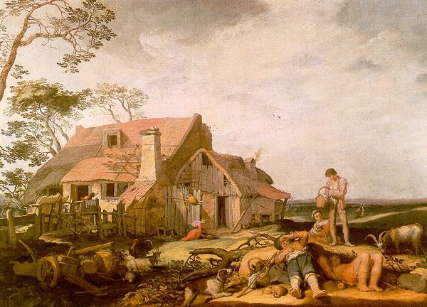 Landscape with Peasants Resting, vintage artwork by Abraham Bloemaert, 12x8" (A4) Poster