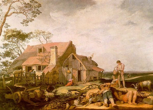Landscape with Peasants Resting, vintage artwork by Abraham Bloemaert, 12x8" (A4) Poster