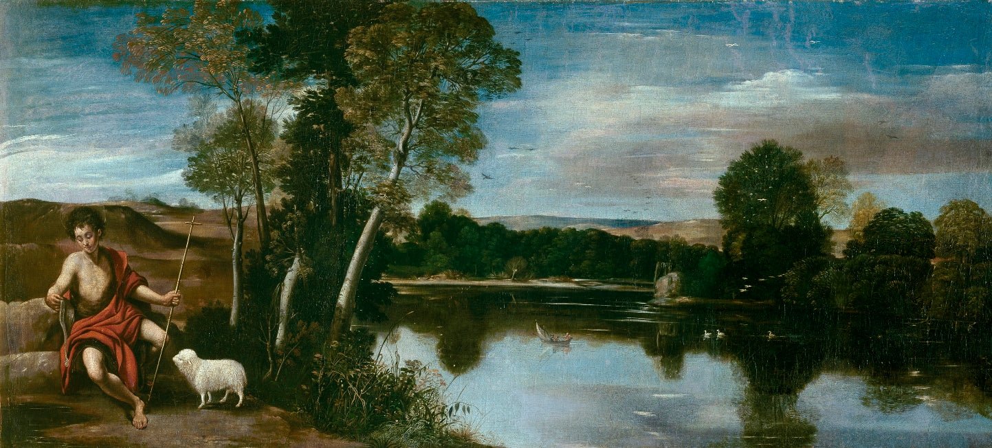 Landscape with Saint John the Baptist, vintage artwork by Juan Bautista Maíno, 12x8" (A4) Poster