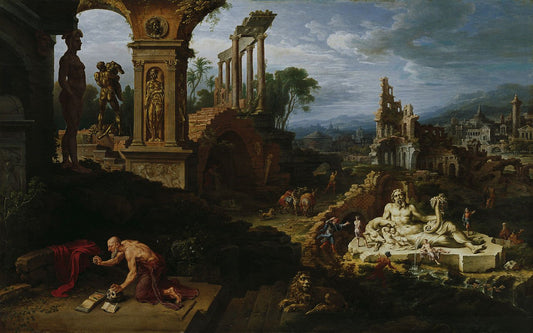 Landscape with St. Jerome, vintage artwork by Maerten van Heemskerck, A3 (16x12") Poster Print