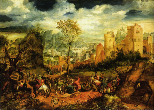 Landscape with the Crucifixion of Christ, vintage artwork by Herri met de Bles, A3 (16x12") Poster Print
