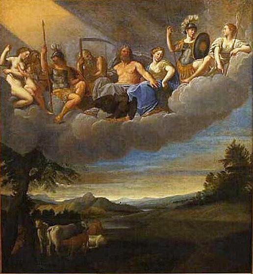 Landscape with the Olympian Gods, vintage artwork by Francesco Albani, 12x8" (A4) Poster