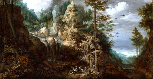 Landscape with the Temptation of Saint Anthony, vintage artwork by Roelant Savery, A3 (16x12") Poster Print