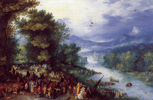 Landscape with the Young Tobias, vintage artwork by Jan Brueghel the Elder, 12x8" (A4) Poster
