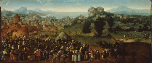 Landscape with Tournament and Hunters, vintage artwork by Jan van Scorel, A3 (16x12") Poster Print