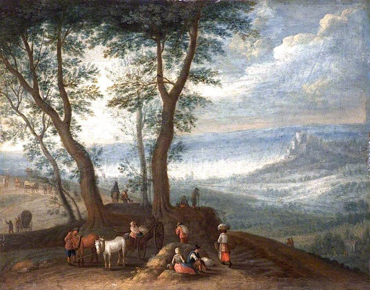 Landscape with Travelers, vintage artwork by Attributed to Paul Bril, A3 (16x12") Poster Print