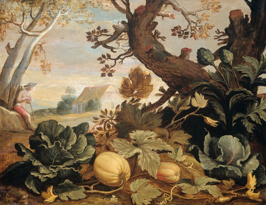 Landscape with Vegetables and Fruits in the Foreground., vintage artwork by Abraham Bloemaert, 12x8" (A4) Poster