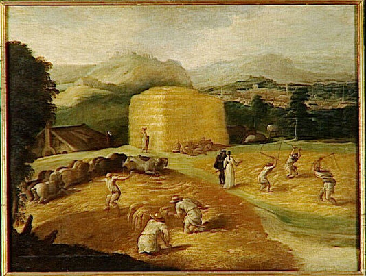 Landscape with wheat threshers, vintage artwork by Niccolò dell' Abbate, A3 (16x12") Poster Print