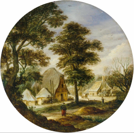 Landscapes with trees and farm houses, vintage artwork by Adriaen van Stalbemt, 12x8" (A4) Poster