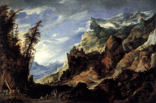 Large Mountain Landscape, vintage artwork by Joos de Momper the Younger, A3 (16x12") Poster Print