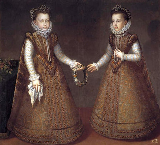 Las infantas Isabel Clara Eugenia y Catalina Micaela, vintage artwork by Alonso Sanchez Coello, A3 (16x12") Poster Print