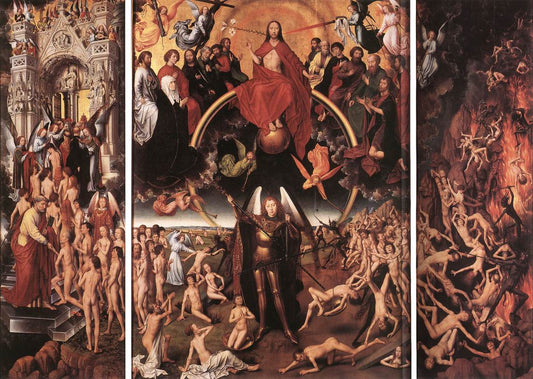 Last Judgment Triptych (open), vintage artwork by Hans Memling, A3 (16x12") Poster Print