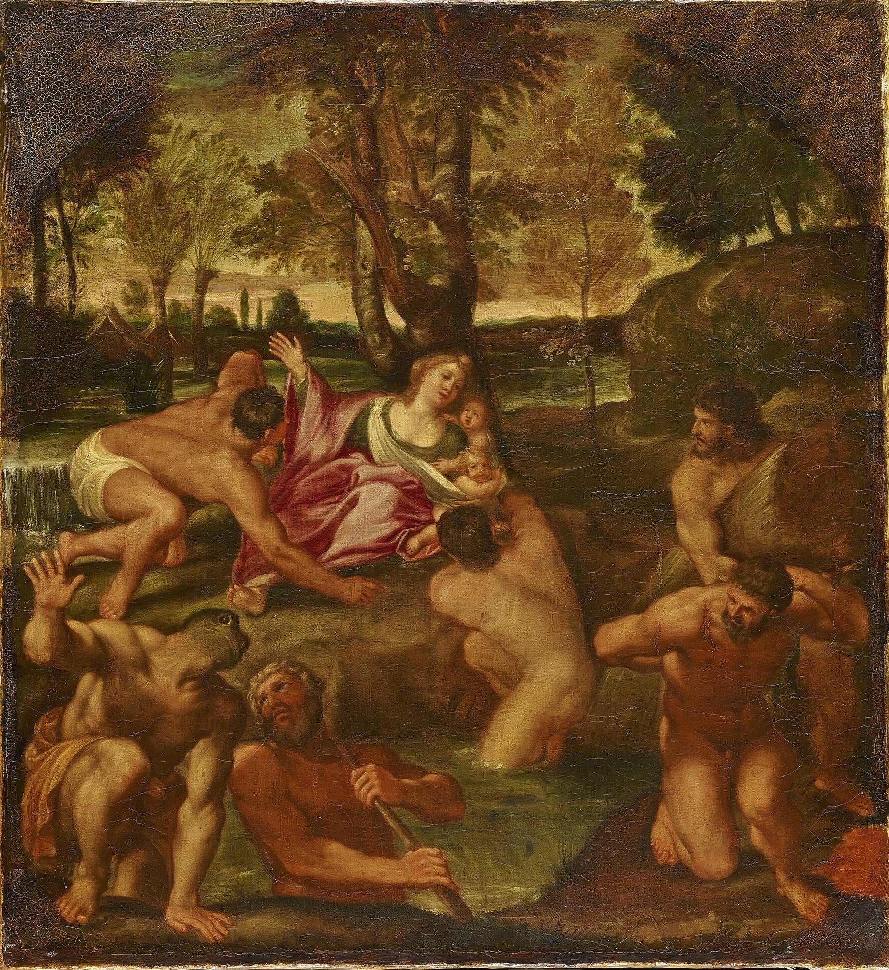 Latona and the Lycian Peasants, vintage artwork by Francesco Albani, 12x8" (A4) Poster