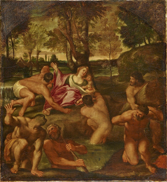 Latona and the Lycian Peasants, vintage artwork by Francesco Albani, 12x8" (A4) Poster