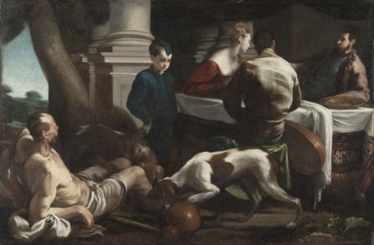 Lazarus and the Rich Man, vintage artwork by Jacopo Bassano, A3 (16x12") Poster Print