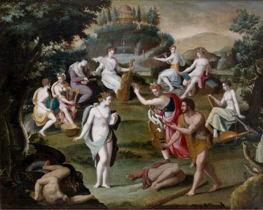 Le concert des muses, vintage artwork by Ecole de Fontainebleau, A3 (16x12") Poster Print