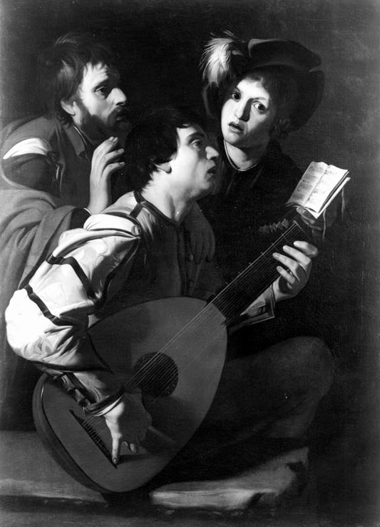 Le luthiste, vintage artwork by Bartolomeo Manfredi, 12x8" (A4) Poster