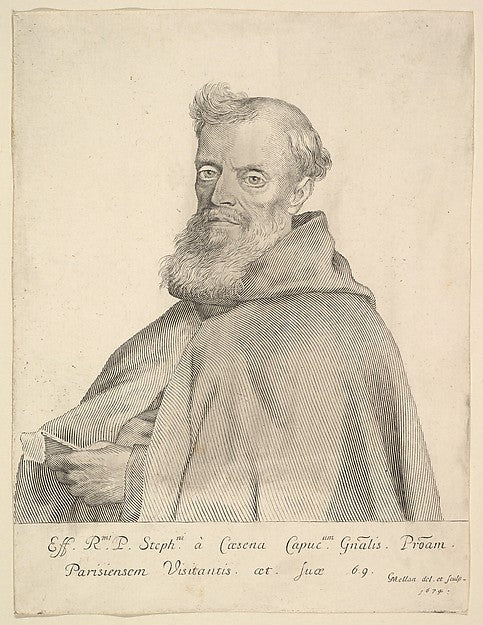 Le Père Étienne de Cesena 1674-Claude Mellan , vintage art, A3 (16x12") Poster Print