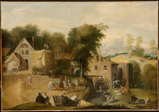 Le vannage du grain, vintage artwork by Workshop of Niccolò dell' Abbate, A3 (16x12") Poster Print