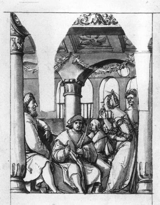 Leaina Before the Judges, vintage artwork by Hans Holbein the Younger, A3 (16x12") Poster Print