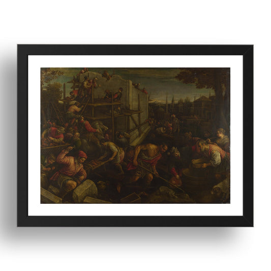 Leandro Bassano: The Tower of Babel, Poster in 17x13"(A3) Frame