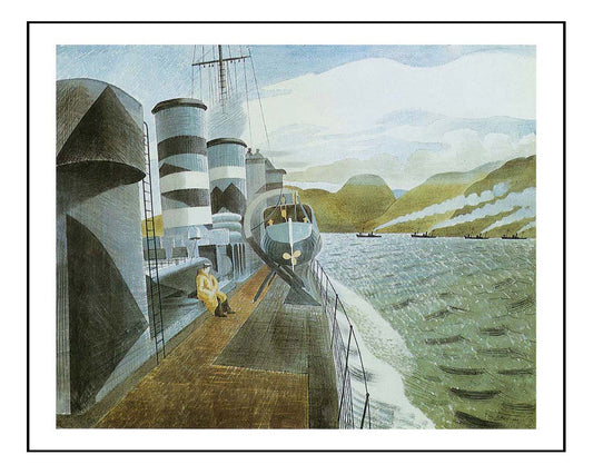 Leaving Scapa Flow Orkney  by Eric Ravilious -A4 Poster
