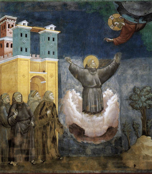 Legend of St Francis: 12. Ecstasy of St Francis (Upper Church, San Francesco, Assisi), vintage artwork by Giotto, A3 (16x12") Poster Print