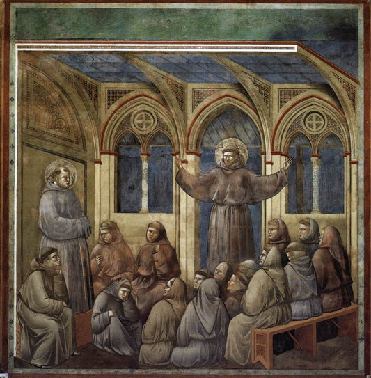 Legend of St Francis: 18. Apparition at Arles (Upper Church, San Francesco, Assisi), vintage artwork by Giotto, A3 (16x12") Poster Print