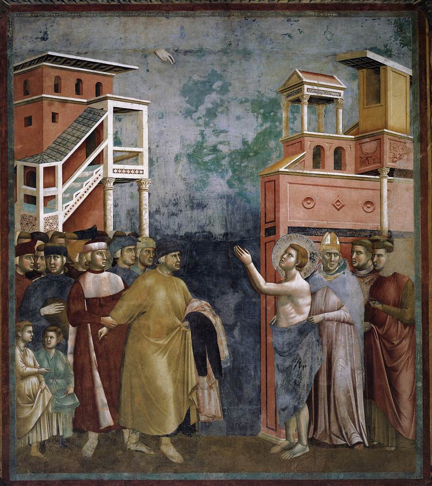 Legend of St Francis: 5. Renunciation of Wordly Goods (Upper Church, San Francesco, Assisi), vintage artwork by Giotto, A3 (16x12") Poster Print