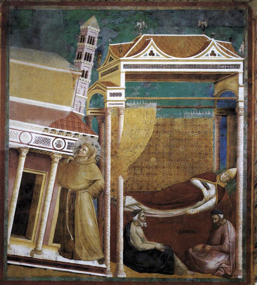 Legend of St Francis: 6. Dream of Innocent III (Upper Church, San Francesco, Assisi), vintage artwork by Giotto, A3 (16x12") Poster Print
