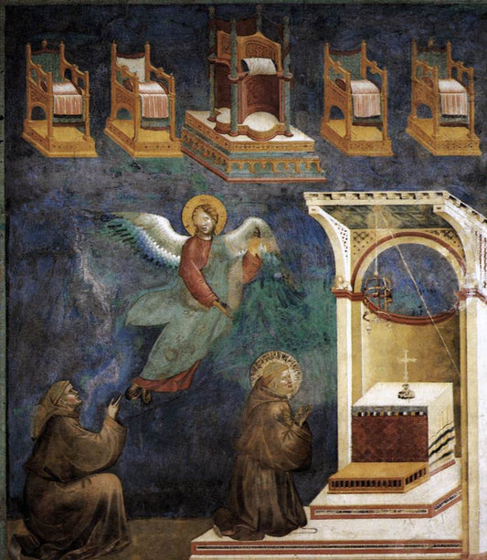 Legend of St Francis: 9. Vision of the Thrones (Upper Church, San Francesco, Assisi), vintage artwork by Giotto, A3 (16x12") Poster Print