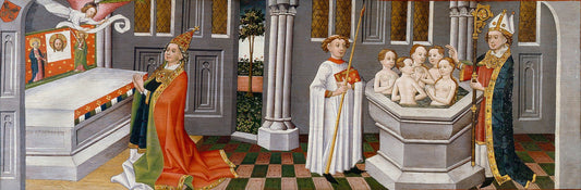 Legend of St Ursula: Arrival in Basel, vintage artwork by German School 15th Century - Unknown, A3 (16x12") Poster Print