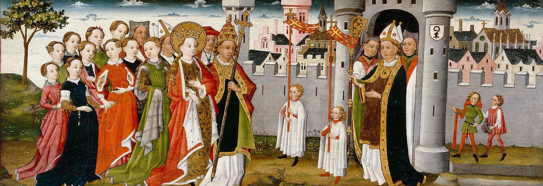 Legend of St Ursula: Arrival in Rome, vintage artwork by German School 15th Century - Unknown, A3 (16x12") Poster Print