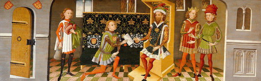 Legend of St Ursula: The Heathen King Sends Envoys asking for Her Hand in Marriage, vintage artwork by German School 15th Century - Unknown, A3 (16x12") Poster Print