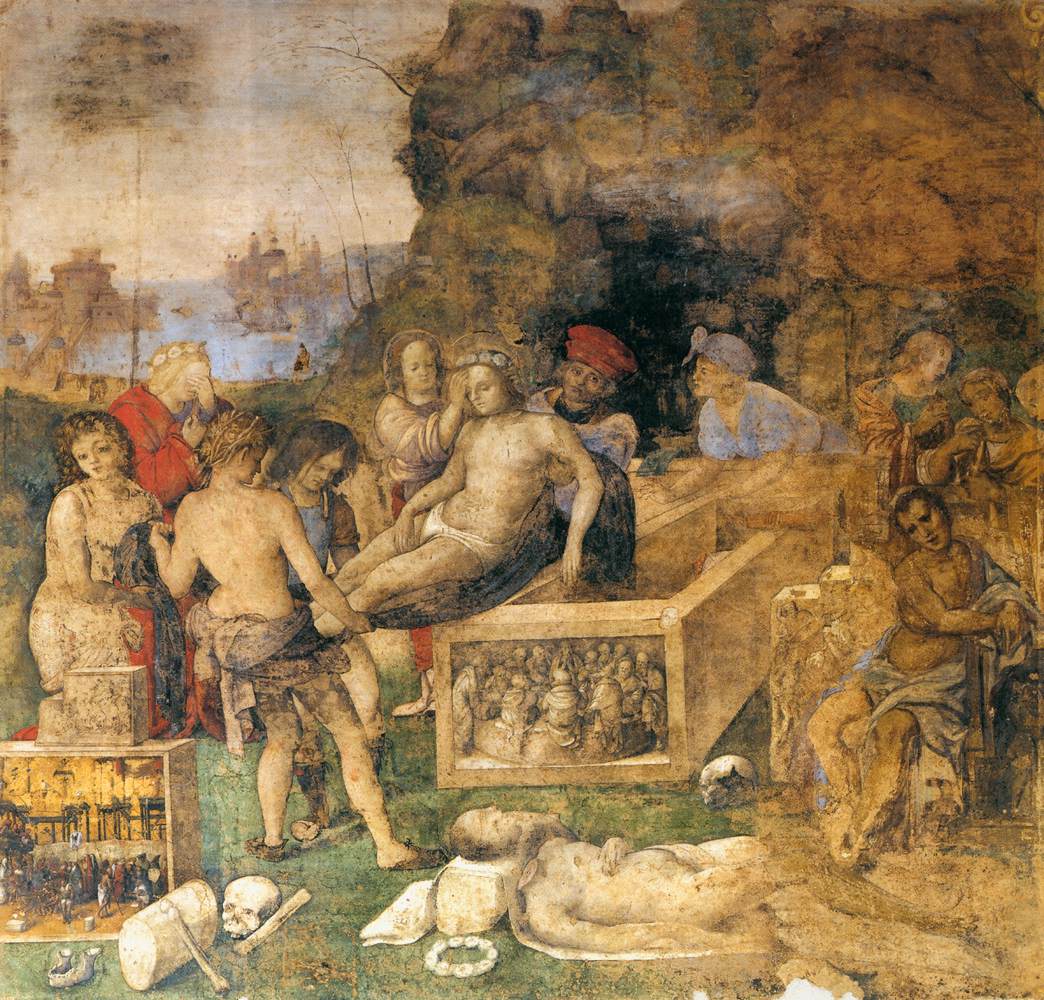 Legend of Sts. Cecilia and Valerian - The Burial of Valerian and Tiburtius (Scene 6), vintage artwork by Amico Aspertini, A3 (16x12") Poster Print
