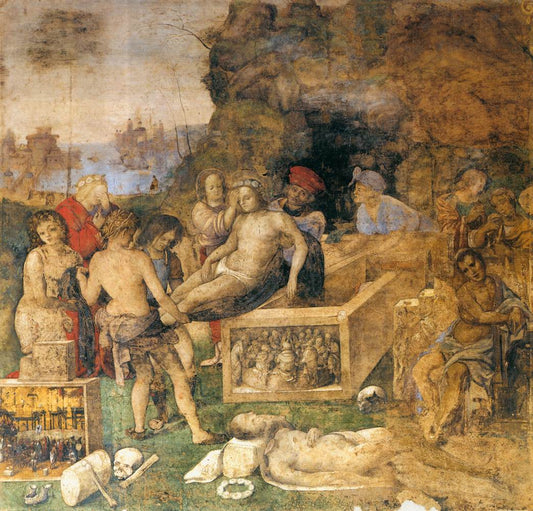 Legend of Sts. Cecilia and Valerian - The Burial of Valerian and Tiburtius (Scene 6), vintage artwork by Amico Aspertini, A3 (16x12") Poster Print