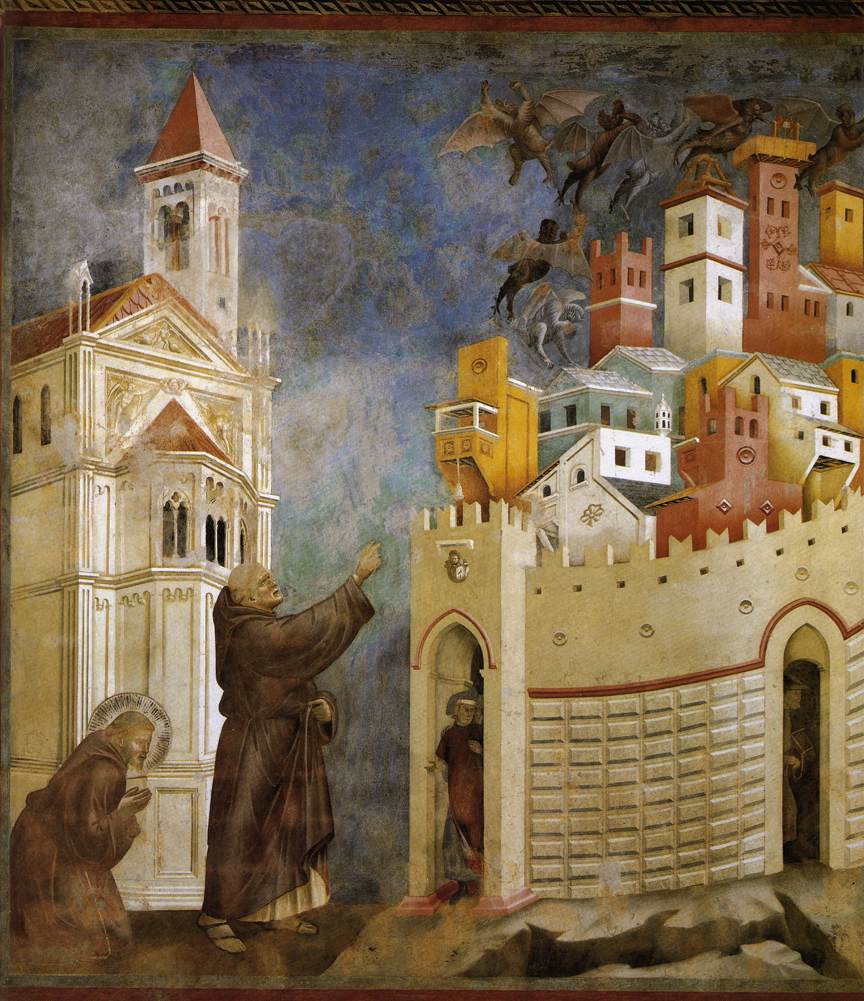 Legends of Saint Francis ~ 10. Exorcism of the Demons at Arezzo, vintage artwork by Giotto, A3 (16x12") Poster Print