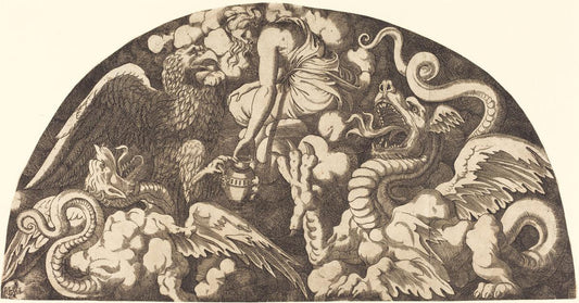 Léon Davent after Giulio Romano:Jupiter Bringing Water of th,16x12"(A3) Poster