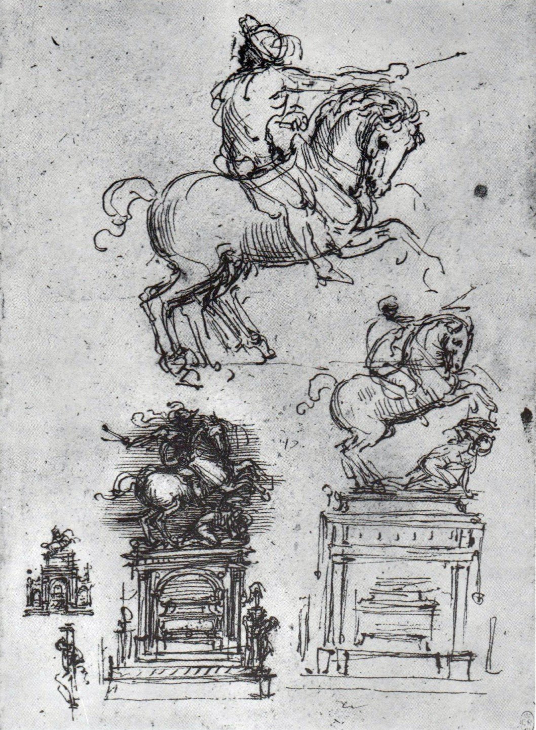 Leonardo's horse (Study), vintage artwork by Leonardo da Vinci, A3 (16x12") Poster Print