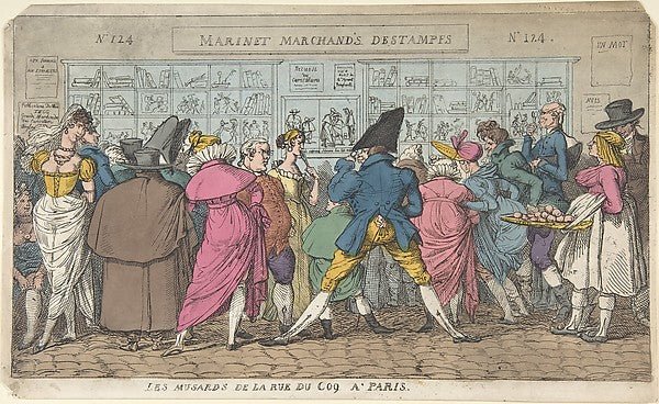 Les Musards de la Rue du Coq à Paris  c1810-Attributed to Thom, vintage art, A3 (16x12") Poster Print
