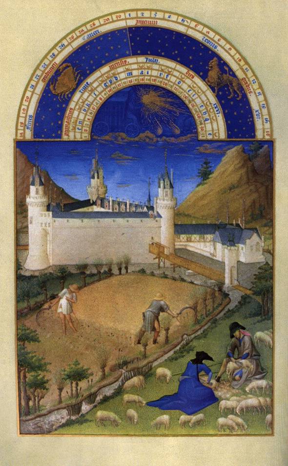 Les Tres Riches Heures du duc de berry: Juillet, vintage artwork by Limbourg brothers, A3 (16x12") Poster Print