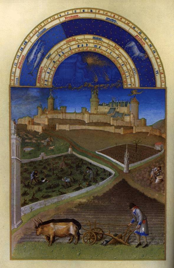 Les Tres Riches Heures du duc de Berry: Mars, vintage artwork by Limbourg brothers, A3 (16x12") Poster Print
