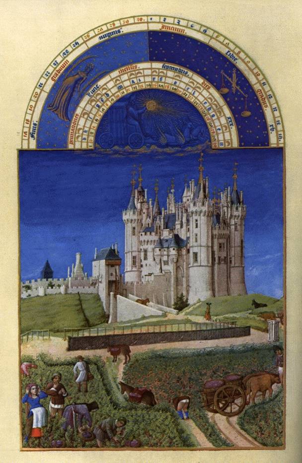 Les Tres Riches Heures du duc de Berry: Septembre, vintage artwork by Limbourg brothers, A3 (16x12") Poster Print