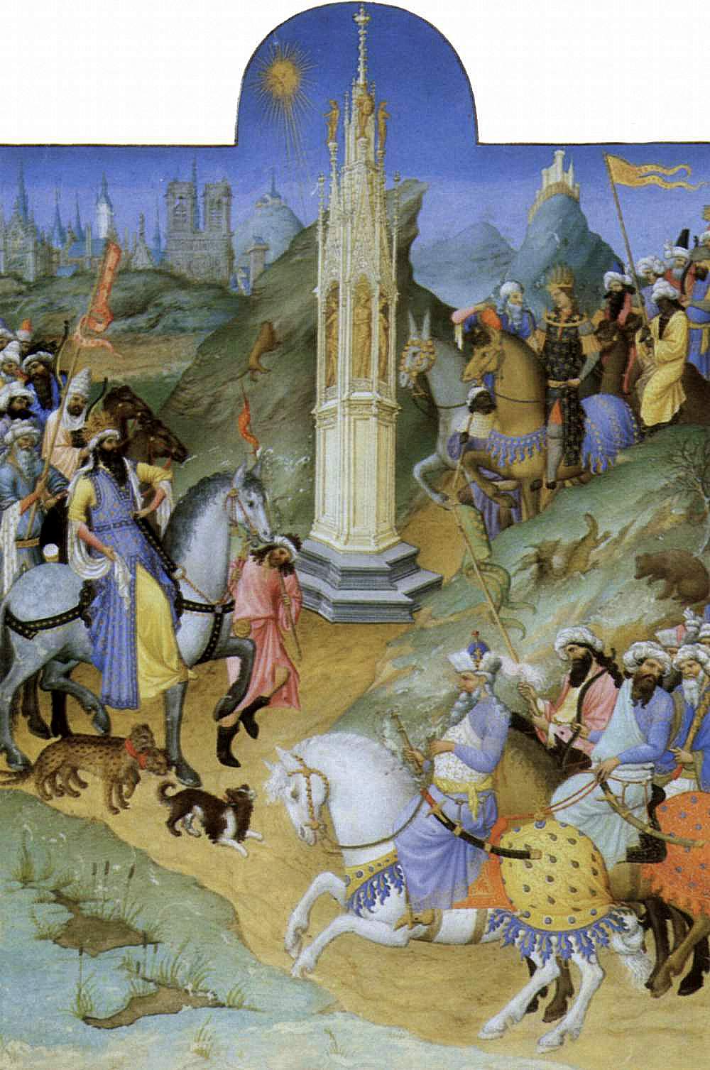 Les Très Riches Heures du Duc Jean de Berry ~ The Meeting of the Magi, vintage artwork by Limbourg brothers, A3 (16x12") Poster Print