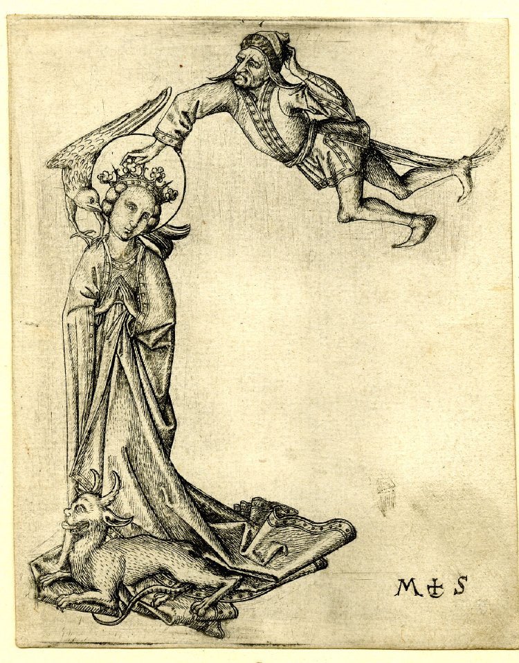 lettre C, vintage artwork by Master E.S., A3 (16x12") Poster Print